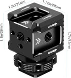 3 Port Cold Shoe Mount with 1/4"-20 Thread for Camera Cage Flash LED Monitor Microphone etc., Aluminum Camera Triple Cold Shoe Extension Bracket Compatible with Nikon, Canon, Sony..DSLR/SLR