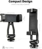All Metal Phone Tripod Mount, 360° Rotation Tripod Phone Mount with 2 Cold Shoes, Adjustable Cell Phone Mount Adapter with 1/4" Thread, Compatible with iPhone Android Phones, Digital Camera