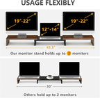 TAVR Dual Monitor Stand Riser, Computer Monitor Stands for 2 Monitors, Extra Long Multifunctional Desktop Organizer Riser for Computer, Laptop, PC, Printer, TV, Max 43.3" Length, Rustic Brown