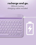 Macally Small Wireless Bluetooth Keyboard for iPad mini/Air/Pro, iPhone, Tablet, and Phone - 78 Key iPad Keyboard with Built-in Stand - Universal Compatible Multi Device - Purple