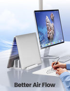 Vaydeer Vertical Laptop Stand for Desk, Dual Slots Plastic Laptop Holder with Space Saving 4-in-1 Design, Adjustable Laptop Stand Supports MacBook, Chromebook, Surface, Dell (White)