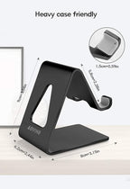 Cell Phone Stand for Desk, Desktop Phone Holder, Aluminum Mobile Phone Stand for iPhone 15 14 13 12 pro Mini 11 X Xr Xs max 8 7 6 6s Plus Samsung Galaxy S21 Ultra All Smart Phones, Black