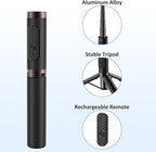 Selfie Stick Aluminum Alloy Selfie Stick Tripod with Remote Foldable Travel Tripod Stand 270 Rotation Compatible with iPhone/Android/Go Pro Camera