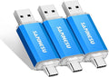32GB 3 Pack 2-in-1 USB C Flash Drive Type-A+Type-C 3.1 Dual Drive OTG,Speed Up to 120MB/s USB C Storage Flash Drive Compatible with iPhone 16/15, Android Smartphone/Tablets/Computers