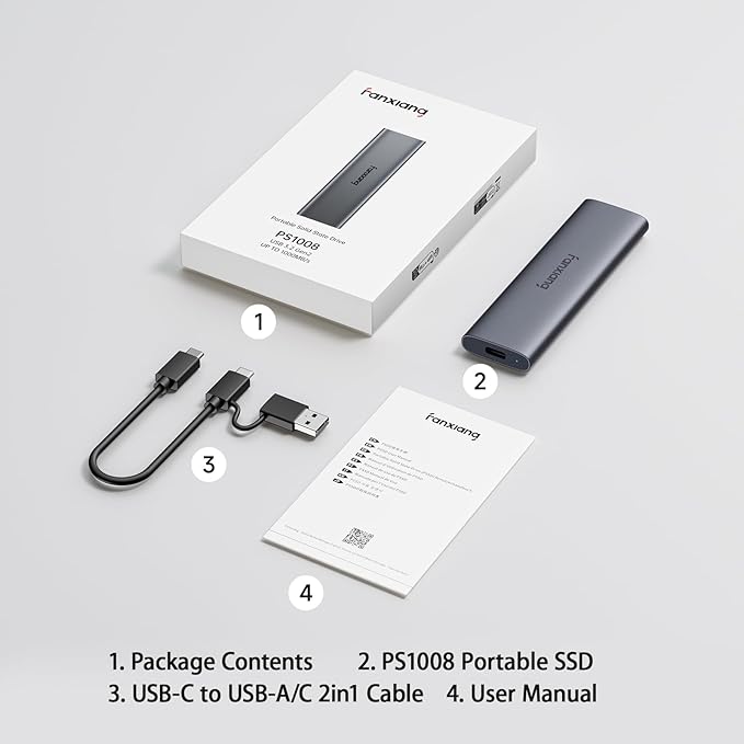 1TB External SSD - Portable SSD External Solid State Drive, 1000MB/s,USB 3.2 Gen2 Type-C, Aluminum Alloy, External Hard Drive for iPhone15/16,Android, Mac, Windows -PS1008