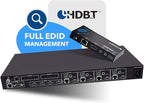 OREI Professional 4K 4x4 HDMI Extender Matrix - HDBaseT UltraHD 4K @ 60Hz 4:2:0 Over Single CAT5e/6/7 Cable with HDR Switcher & IR Control, RS-232 - Up to 230 Ft - Loop Out - 4 Receivers Included