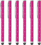 PATIKIL Stylus Pens for Touch Screens, 6 Pcs High Precision Universal Bling Stylus Crystal Metal Capacitive Pen for Touch Screen Devices Phone Tablets Laptop, Rose Red