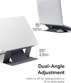 MOFT Laptop Stand for Desk, Adhesive MacBook Computer Stand with 2 Adjustable Viewing Angles, Foldable and Portable Laptop Riser Compatible with 11"-16" Laptops, Black
