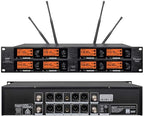 wenwen Wireless Microphone System Pro Audio 8 Channel UHF 8 Lavalier Bodypacks 8 Lapel Mic 8 Headsets for Karaoke System Meeting Church Speaking Conference Wedding Party Frequency B