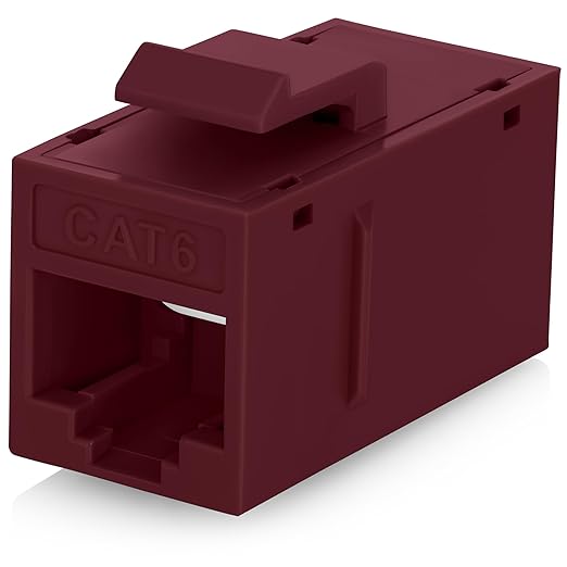 Everest RJ45 CAT6 Keystone Coupler in Red (6-Pack) - RJ45 Coupler - Cat6 Keystone Jacks
