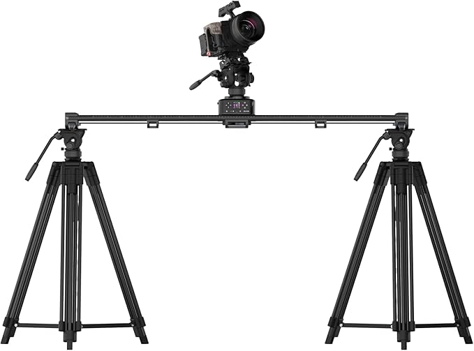 Zeapon AXIS 80 (2-axis) Multi-axis Motorized Camera Slider, 31''/80cm DSLR Dolly Carbon Fiber Electric Track, LCD Screen APP Control, Pan Head for 360° Panoramic Time-Lapse Follow Focus