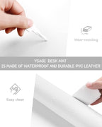 YSAGi Non-Slip Leather Desk Pad XL Size, Waterproof Laptop Computer Desk Keyboard Mat, Table Protector Blotter Mat, Large Mouse Pad for Office/Work/Home/Decor(White, 47.2" x 23.6")-No Band
