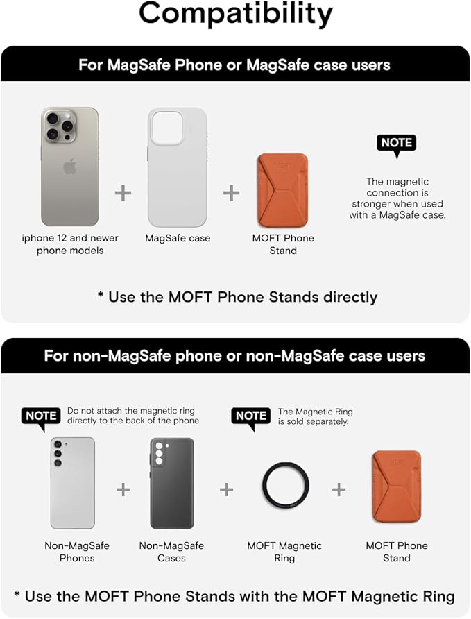MOFT Magnetic Wallet Stand Compatible with iPhone 16/15/14/13/12 Series, Angle Adjustment MOVAS Phone Stand, Sunrise