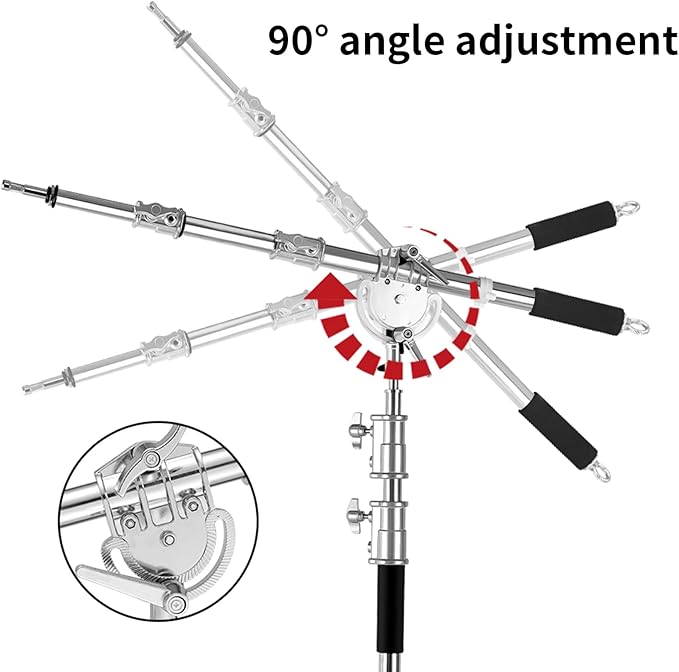 Heavy Duty Extension Boom Arm Bar for Photography C Stand and Light Stand,Adjustable 3.6-8.2ft Crossbar Holding Arm with Sand Bag for Softbox,Studio Strobe,Monolight,LED Video Light,Reflector ect.