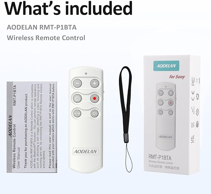 AODELAN Wireless Camera Remote Control,Shutter Release Compatible with Sony ZV-E10, FX3,A1,a6100, a6400, a6600, a7C, a7 III, a7R III, a7R IV, a9, DSC-RX0 II, DSC-RX100 VII, ZV-1; Replace Sony RMT-P1BT
