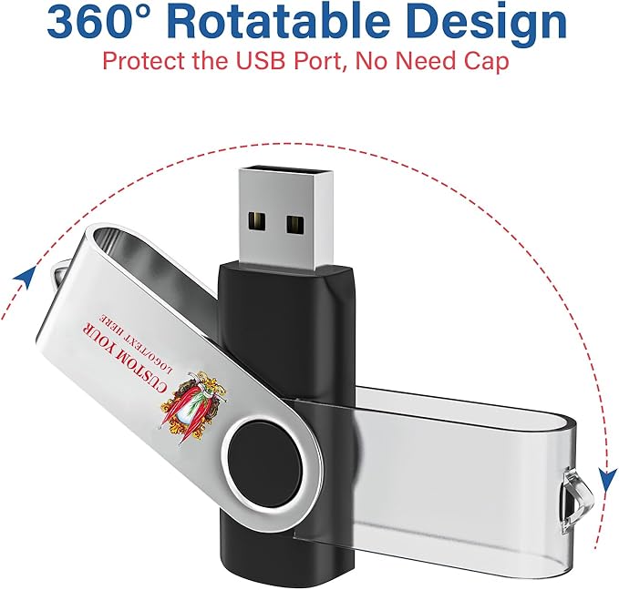 Personalized Flash Drives 1GB, Wooolken Customizable USB 2.0 Thumb Drives 10/20/50/100 Pack, Logo Memory Stick Custom Flash Drive Engraved Logo (Mixcolors)