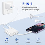 [Apple MFi Certified] 2-in-1 Charging & Audio Adapter for iPhone, Lightning to 3.5mm Headphone Jack Dongle Splitter, Supports Hi-Res Lossless Sound, Compatible with iPhone 14/13/12/11/XS/XR/8/7 3Pack