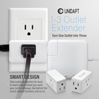 Unidapt Multi Plug Outlet Extender 2 Pack - 3 Way Wall Outlet Splitter, Cruise Ship Essentials Power Plug Adapter, Compact Travel Wall Tap Expander, Flat Angled Design, Home, Office, Dorm - White