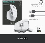 Logitech MX Master 3S Wireless Mouse Standard Edition with Logi Bolt USB Receiver, Ultra-fast Scrolling, Ergo, 8K DPI, Track on Glass, Quiet Clicks, USB-C, Bluetooth, Windows, Linux, Chrome- Pale Grey