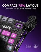 GravaStar Mercury K1 Pro Wireless Mechanical Gaming Keyboard, 75% Layout RGB Custom Keyboard, Electroplated Glossy Frame, Hot-Swappable Linear Switches – Cyberpunk Edition