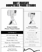 MOFT x Shantell Martin Phone Tripod Stand Selfie Stick for iPhone, Multi-Angles iPhone Stand, Lightweight & Portable Phone Holder, Strong Magnets, MOVAS Vegan Leather, Misty Cove (Without Card Slot)