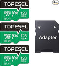 TOPESEL Micro SD Card high Speed 90mb per Second TF Card 4K Recording Memory Card with Adapter (3 Pack, 128, GB)