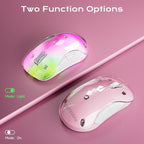 memzuoix 2.4G LED Wireless Mouse, Rechargeable Ergonomic Mouse with Detachable Cover, 1200 DPI Portable Optical Computer Mouse with USB Receiver for Laptop, PC, Desktop and MacBook, 5 Buttons-Pink