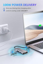 UtechSmart USB C Hub, USB C Ethernet Multiport Adapter, 6 In 1 USB C to HDMI Dock Compatible for Macbook Pro/Air, Chromebook, Dell XPS, HP and Type C Devices (Gigabit Ethernet 100W PD 4K HDMI USB 3.0)