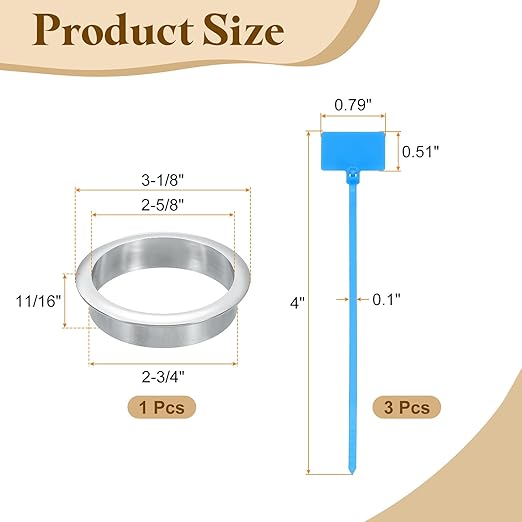 uxcell Desk Grommet, 2-3/4" (70mm) Zinc Alloy Cable Hole Cover Wire Cord Organizer with Marked Cable Ties for Home Office Desktop Wire, Silver Tone
