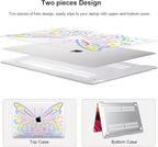 for MacBook Air 13 inch Case 2021 2020 2019 2018 for Mac A2337 M1 A2179 A1932 Cover with Touch ID, Crystal Pattern Plastic Hard Shell Case Keyboard Skin Screen Protector, Colorful Butterfly