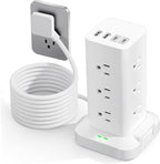 Surge Protector Power Strip, 6FT Flat Plug Extension Cord with 12 AC Outlets, 4 USB Charger(2 USB C Port), 1200 Joules Overload Protection, Desk Charging Station for Home Office, Dorm Room Essentials