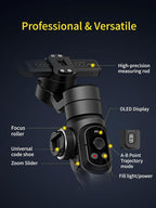 Gimbal Stabilizer for Smartphone, Phone Gimbal w/8" Extension Rod, Profession 3-Axis Stabilizer w/RGB Magnetic Fill Light for Video Recording, Compatible w/iPhone/Andriod-Smart S2 Kit