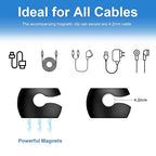 Wanheart Magnetic Cable Management, Cord Holder for Desk, 2 Sizes (4.2mm & 5mm), Multipurpose Magnetic Wire Clips for Lightning, USB-C, Micro Cables – Stick to Metal, Wood, or Glass (Basic Set)