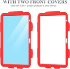 SEYMAC stock Case for iPad (A16) 11th/10th Generation 11''/10.9'' 2025/2022, Full-Body Drop Protection Case with Screen Protector &360° Rotate Hand Strap/Stand, Red+SiliconeBlack