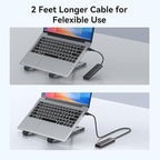 MOKiN USB 3.0 Hub, 5-Port Ultra Slim Data USB Extender with 4*USB A 3.0 Ports + USB C Power Port for Laptop, Chromebook, Dell Acer and More, 2FT Extended Cable…