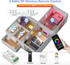 BTF-LIGHTING C05W RGBCCT PWM SMD FCOB (+ R G B C W) 6PIN LED Strip 2.4GHz Tuya WiFi Group Controller Alexa Google Home Control Match with WR01RF RC03RFB RC04RFB RC05RFB Remote