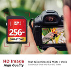 Gigastone 256GB SD Card UHS-I U1 Class 10 SDXC Memory Card High Speed Full HD Video Canon Kodak Olympus Digital Camera, with 1 mini case