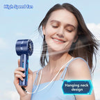 2pcs Portable Handheld Turbo Fan with 7000rpm High-Speed Motor USB Rechargeable Cooling Personal Fan 4-Speed, 4-16H Runtime, with Lanyard for Outdoor Travel, Women, Kids, Summer Gift