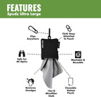 SPUDZ Ultra Microfiber Lens Cleaner – Closable Pouch, Clip-On, Washable – for Optics, Scopes, Glasses | Trout Skin, 10 x 10 Inch