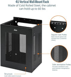 Tecmojo 4U Server Rack, Vertical/Horizontal Wall Mountable Rack with Vented Enclosure for 19 Inch IT Equipment, Cable Modems, Telecom, A/V,Black
