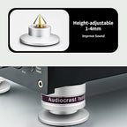 Audiocrast IF03S Speaker Isolators, Hi-End Speaker Spikes, HiFi Stand Feet Pads Shock Absorber Isolation Pucks, Speaker Resonance Reducer with Non-Slip Mat for Turntable Amp CD DAC Recorder