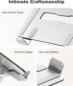 Ergonomic Laptop Stand, Dual-Bar Support & Height Adjustable Laptop Riser Holder for Desk, Ventilated & Portable Computer Notebook Stand Mount, Compatible with MacBook Air Pro/Dell/HP (10"-16")