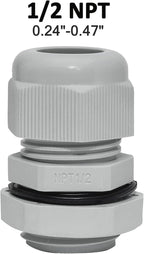 10 Pcs 1/2" NPT Nylon Cable Glands, IP68 Waterproof Adjustable Cord Grip Cable Connector Strain Relief Wire Protectors for 6-12mm Cable Diameter, Grey