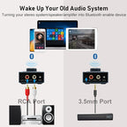 YMOO B06T3+ LDAC Bluetooth 5.2 Receiver for Home Stereo, Aptx SBC AAC Bluetooth Audio Adapter,30ms Low Latency, RCA 3.5mm Jack Aux HiFi for Speaker/Older Stereo/Amplifier from Phone/Tablet/Laptop