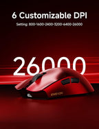 S9 Pro Wireless Gaming Mouse, 59G Ergonomic Computer Mouse, Triple Modes, 8K Polling, 26K DPI, PAW3395 Optical Sensor, Kailh Switch, 250h Battery Life, Programmable for PC/Win/Mac(Red)