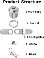 Cabinet Cam Locks Keyed Alike, 5/8'' Fits on 3/8'' Max Door Thickness, Secure File Drawer Mailbox RV Storage Replacement Set, Zinc Alloy (5/8 Inch 10Pcs)