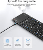 Samsers Foldable Bluetooth Keyboard with Touchpad, Full-Size Dual-Mode Wireless Folding Keyboard, Rechargeable Portable Travel for iOS Windows Android Mac OS, Support 4 Device(BT5.1x3 + 2.4G)
