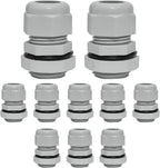 10 Pcs 1/2" NPT Nylon Cable Glands, IP68 Waterproof Adjustable Cord Grip Cable Connector Strain Relief Wire Protectors for 6-12mm Cable Diameter, Grey