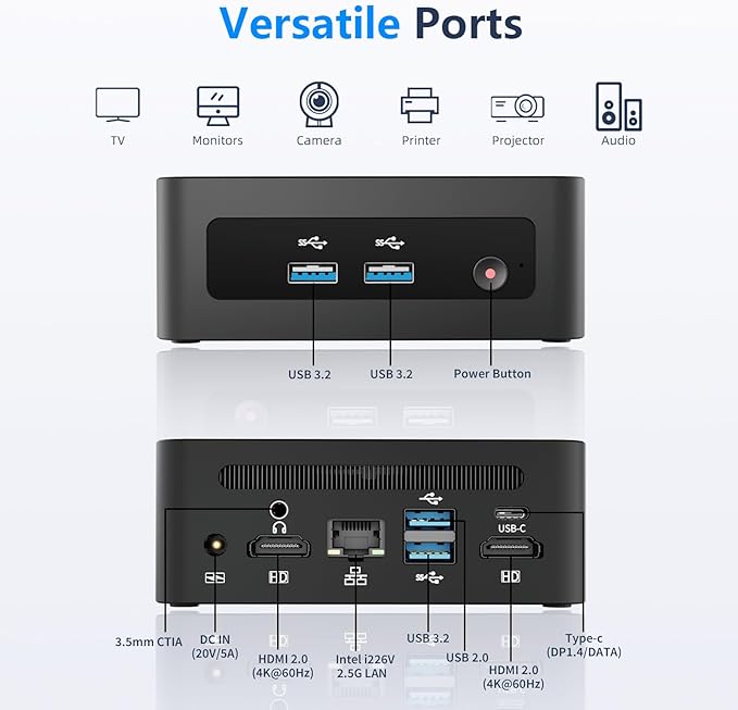 Mini Desktop Computer, Intel Core i5-12450H (Up to 4.40GHz), 16GB DDR4 RAM, 1TB M.2 SSD, Mini PC Supports Triple 4K Display, USB 3.2, Wi-Fi 6, BT 5.2, RJ45 2.5G