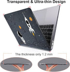 for MacBook Air 13 inch Case 2020 2019 2018 Release M1 A2337 A2179 A1932, Glitter Crystal Pritned Pattern Hard Case Cover for Mac Air 13.3" Retina Display Touch ID, Astronauts & Spacecraft